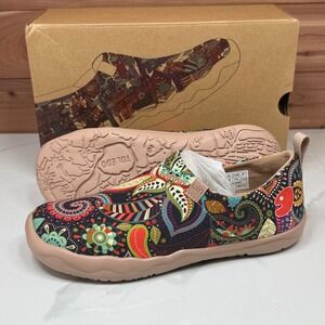 UIN Art‎ Travel Wonder Mandala Floral Canvas Slip On Loafer Shoes Women's 5.5